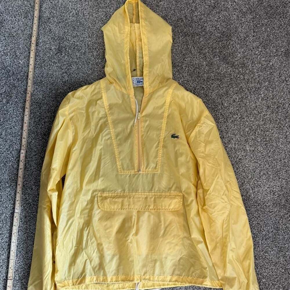 IZOD Lacoste Vintage Yellow Nylon Windbreaker Raincoat Anorak Size L
